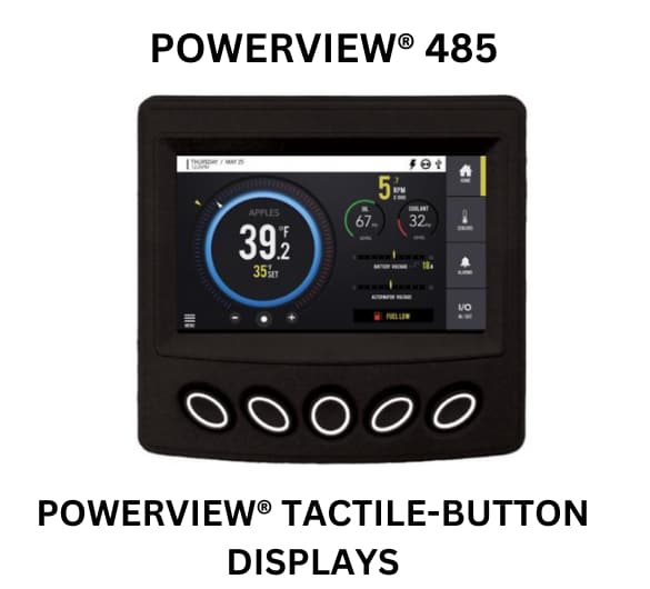  A close-up of the Powerview 486 tactical button displays, showcasing their sleek design and functional features